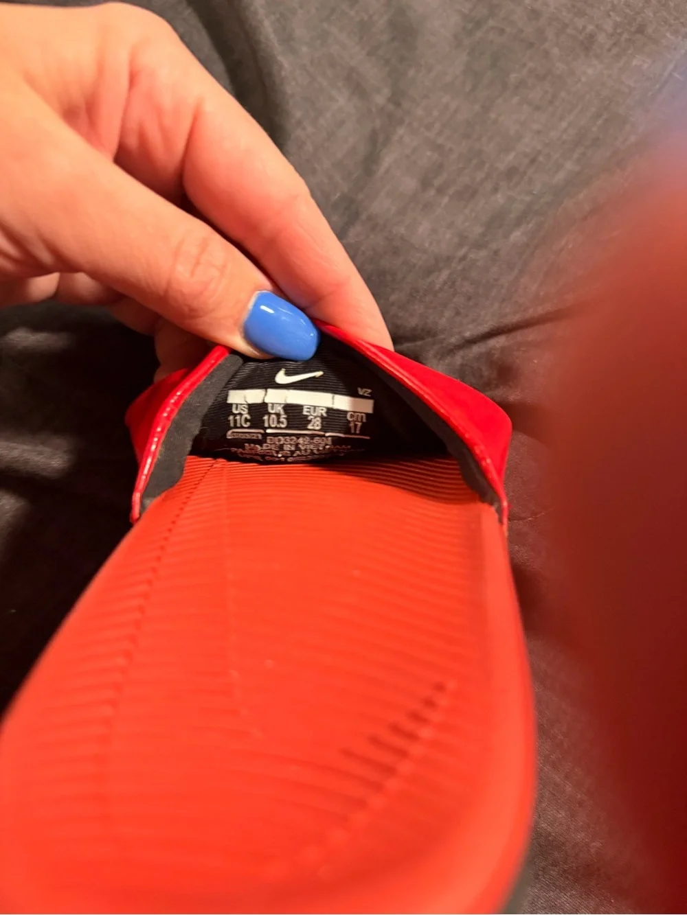 Nike Red Kids Slide Sandals with Logo Strap